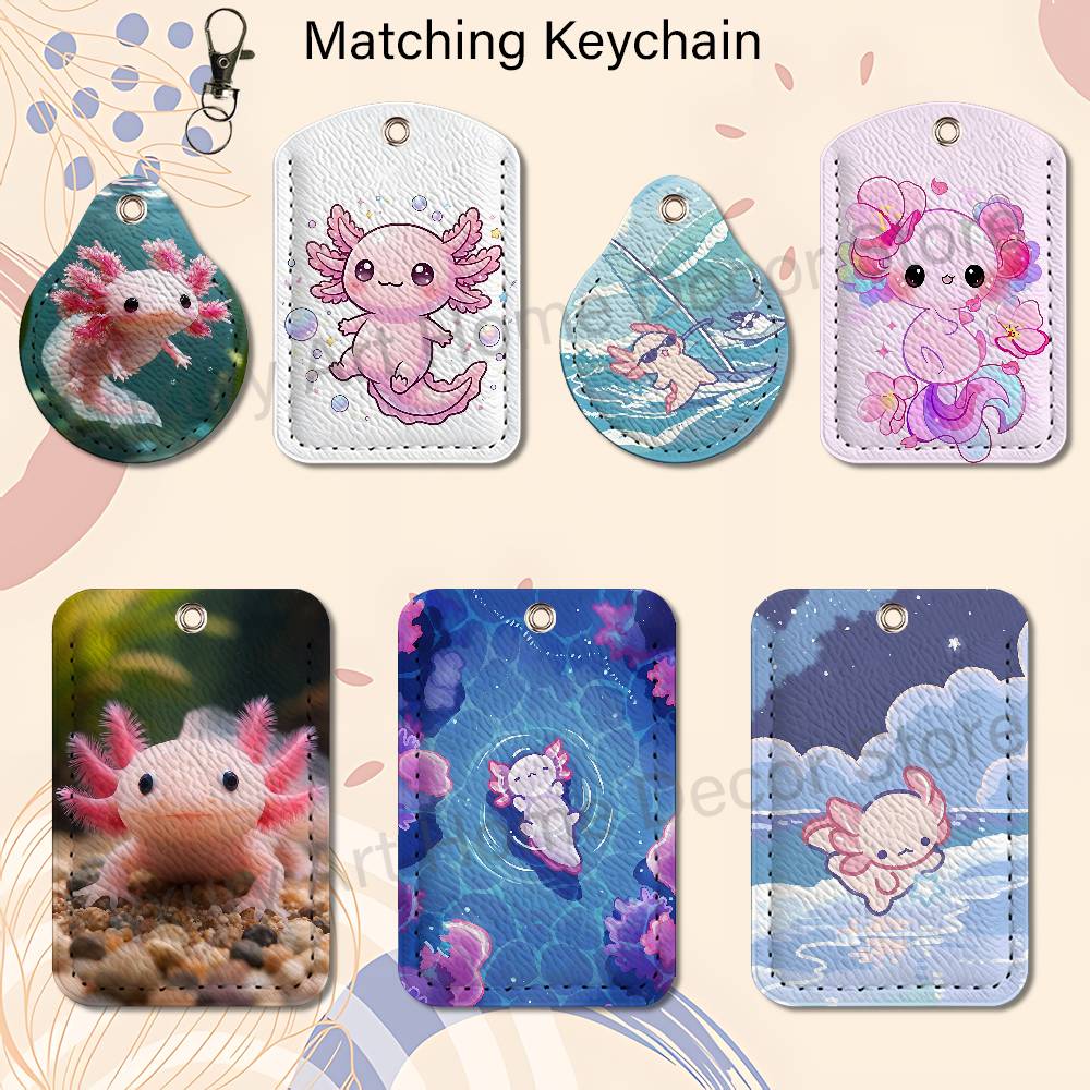 Leather Work Is - Cute pink A-Axolotl Cartoon Holder Keychain
