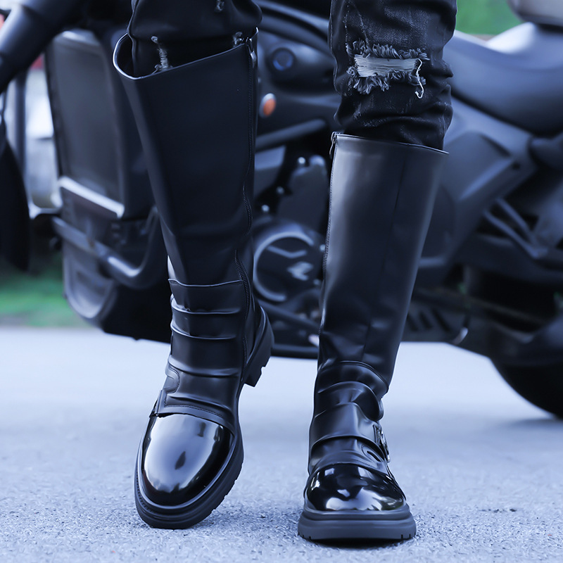 Leather Work Boots - 2026 New Men‘s Motorcycle Boots Knee