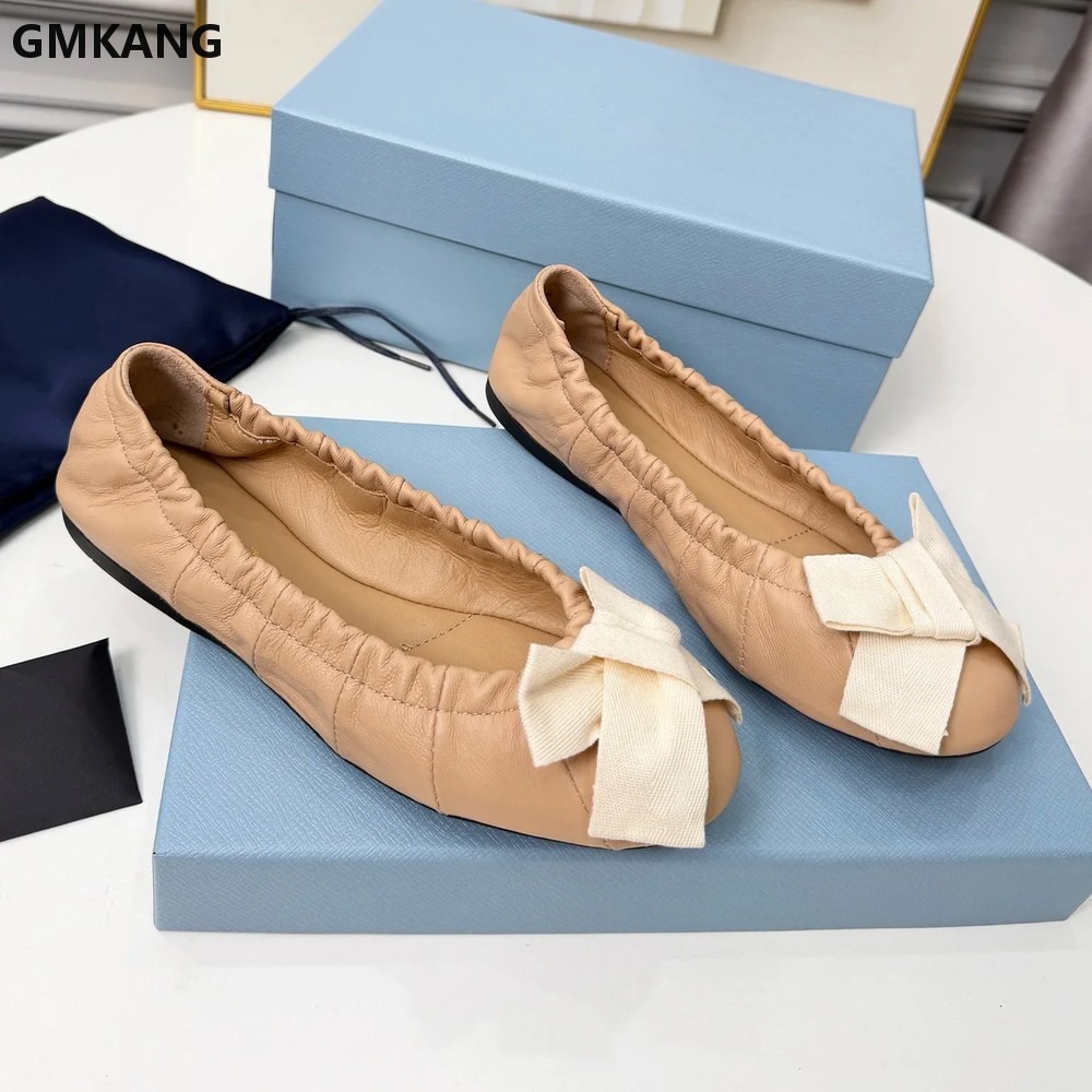 Women's Ballet Flats Bow Pleat - Leather Work Flats Women recension och pris