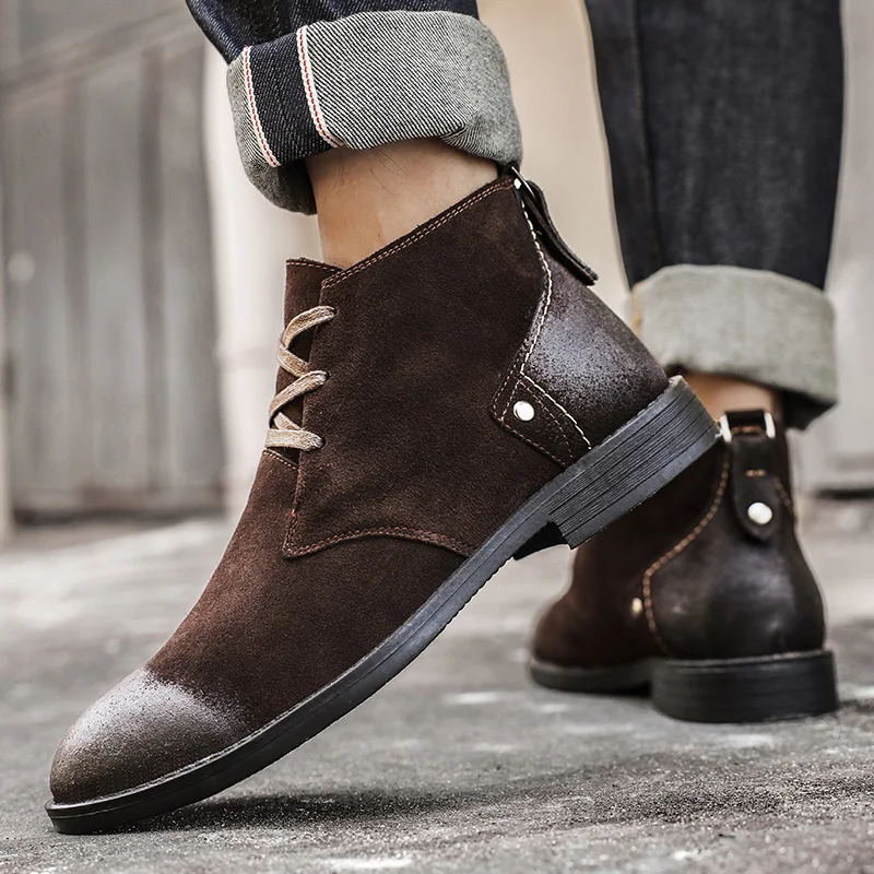 New Cow Suede Ankle Boots Hand - Leatherwork Designs recension och pris