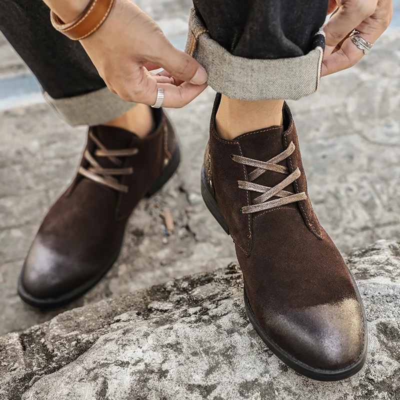 New Cow Suede Ankle Boots Hand - Leatherwork Designs recension och pris