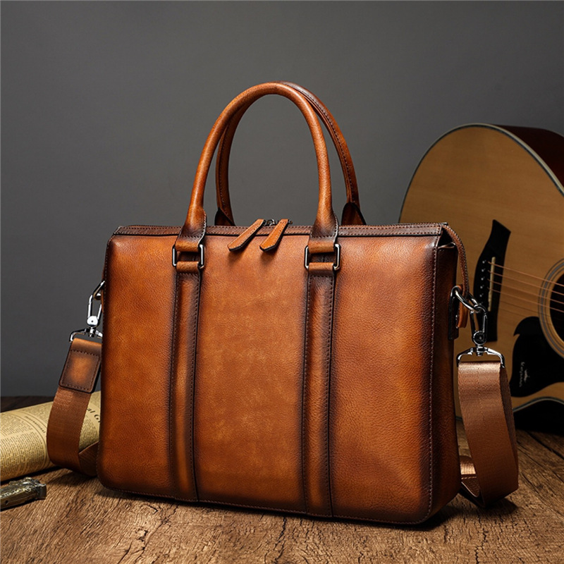 YETTIES Business Top Grain Lea - Leather Work Handbag recension och pris