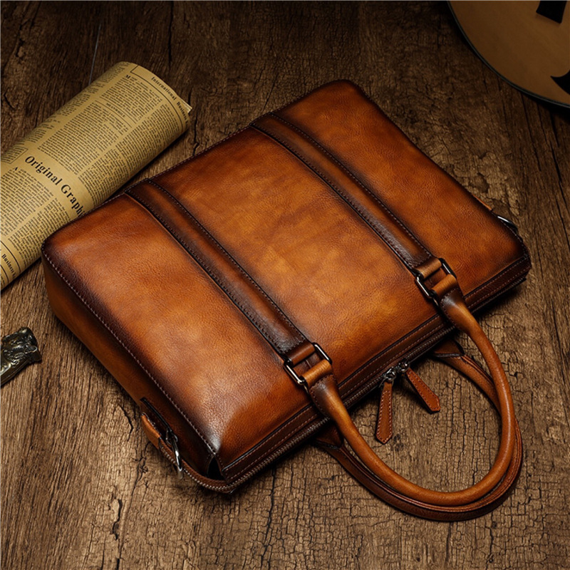 YETTIES Business Top Grain Lea - Leather Work Handbag recension och pris
