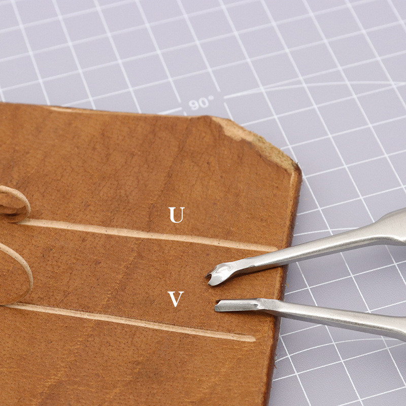 2Pcs Leathercraft Tool Kit U+V - Groover Stitching Tool recension och pris