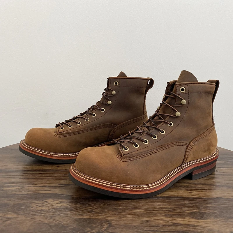 Vintage British Men Ankle Boot - Leather Work Boots recension och pris