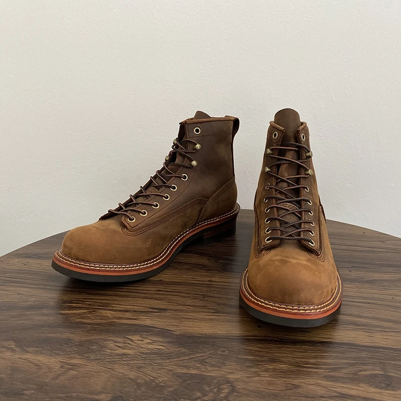 Vintage British Men Ankle Boot - Leather Work Boots recension och pris