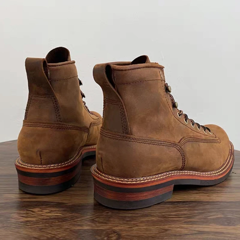 Vintage British Men Ankle Boot - Leather Work Boots recension och pris