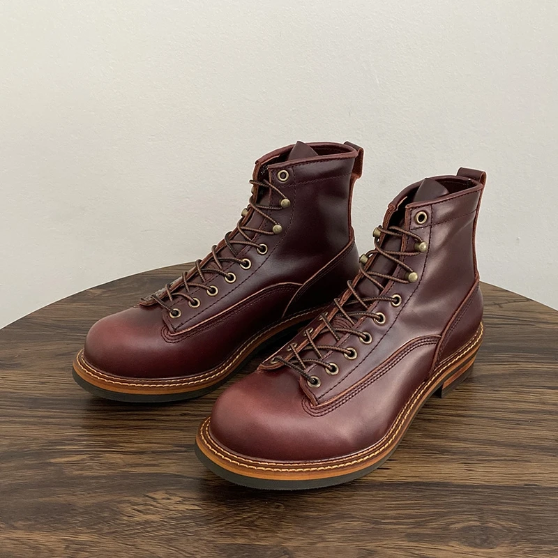 Vintage British Men Ankle Boot - Leather Work Boots recension och pris