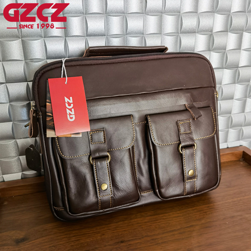 GZCZ Men's Handbag Leisure Bus - Leather Work Handbag recension och pris
