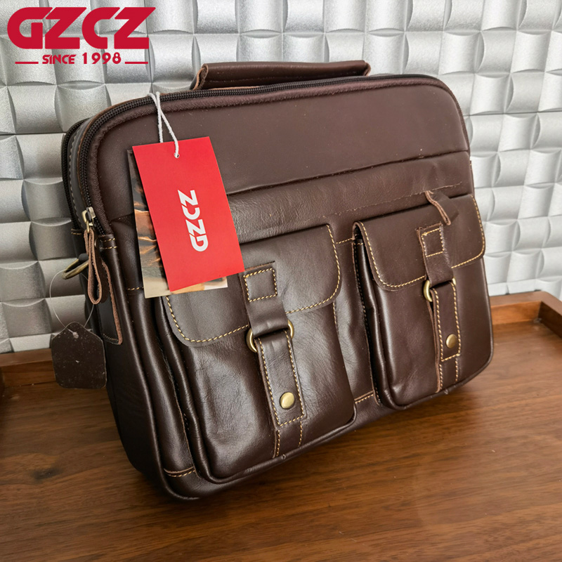 GZCZ Men's Handbag Leisure Bus - Leather Work Handbag recension och pris