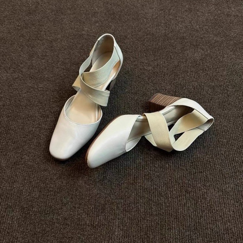 Women's Cross Strap Block Heel - Leather Work Outfit recension och pris