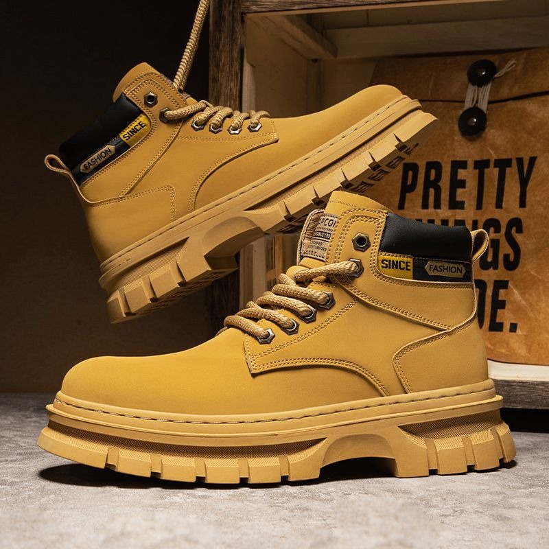 Vintage Men Platform Ankle Boo - Leather Work Boots recension och pris