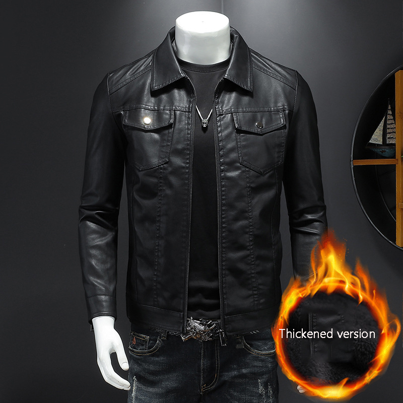 Men's Lapel Leather Jacket Aut - Leather Work Jacket Mens recension och pris