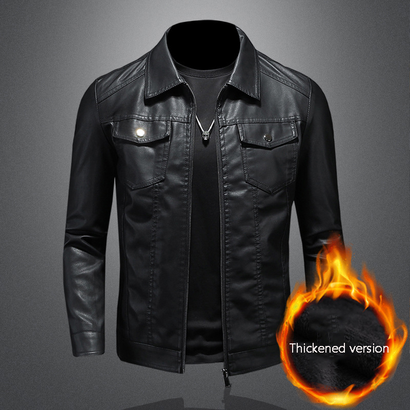 Men's Lapel Leather Jacket Aut - Leather Work Jacket Mens recension och pris