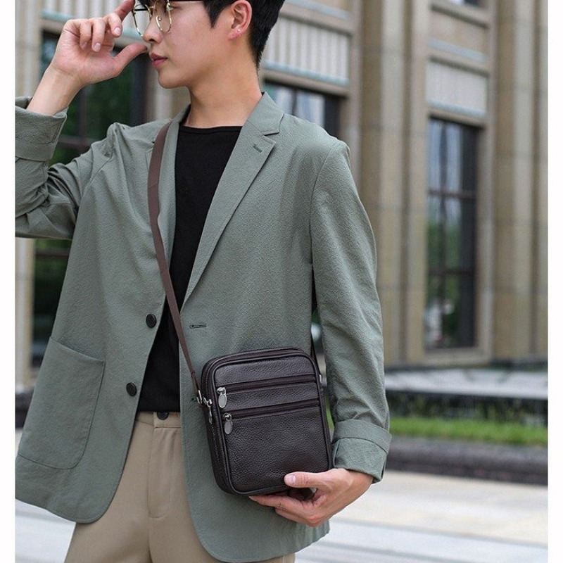 Men's Shoulder Messenger Bag C - Leather Work Handbag recension och pris