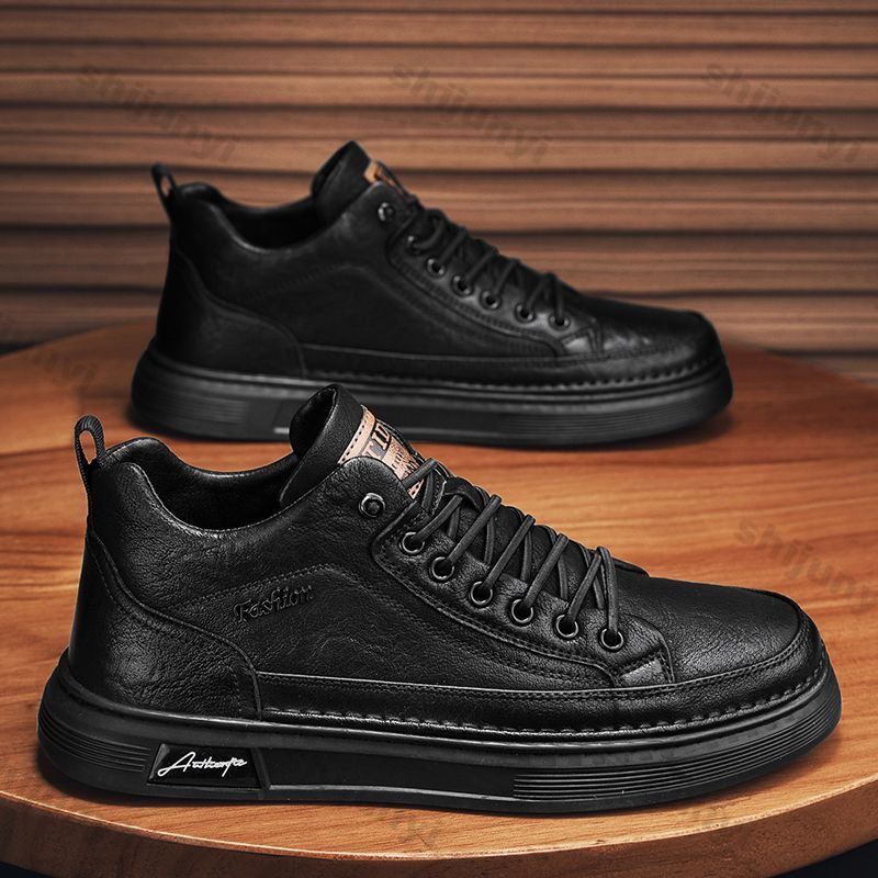 Men Ankle Boots Black PU Leath - Leather Work Boots recension och pris