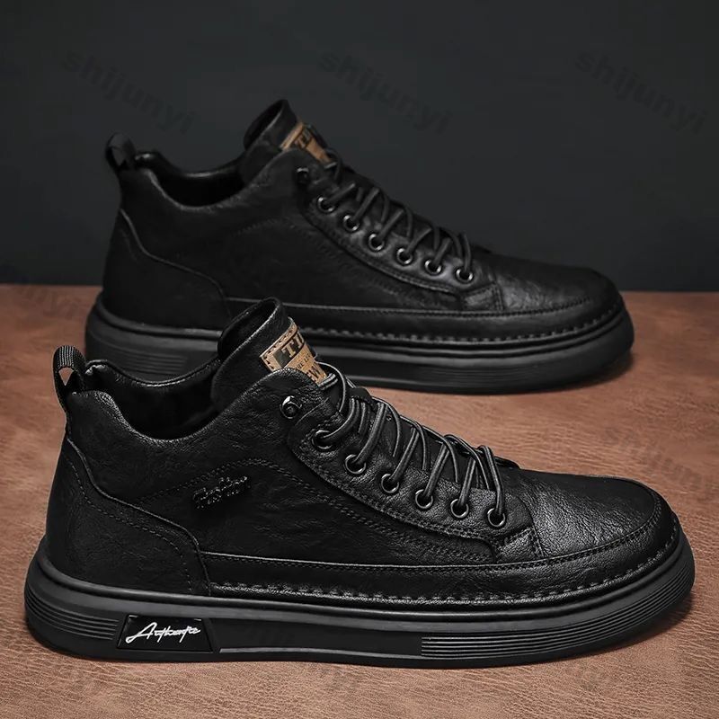 Men Ankle Boots Black PU Leath - Leather Work Boots recension och pris