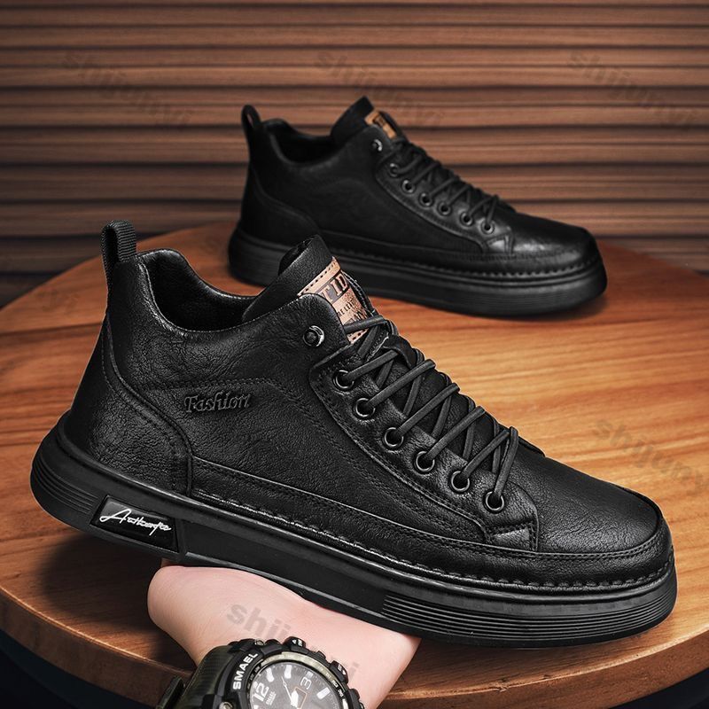 Men Ankle Boots Black PU Leath - Leather Work Boots recension och pris
