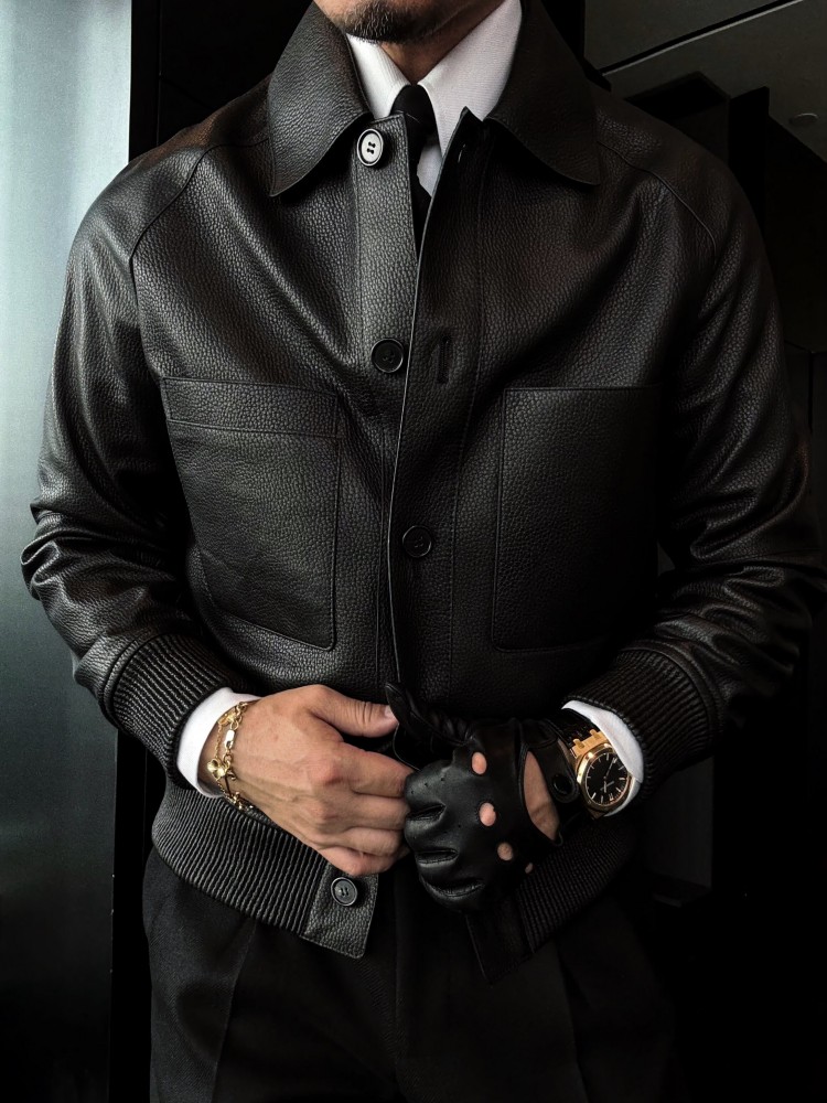 Italian Designer Mens Business - Leather Work Jacket Mens recension och pris