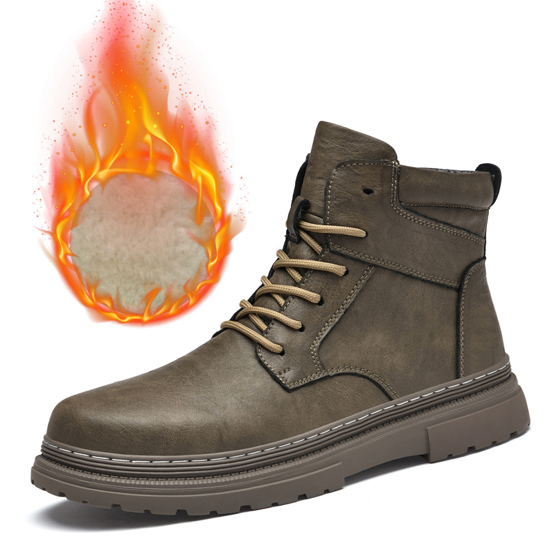 Warm Winter Men Leather Shoes  - Leather Work Boots recension och pris