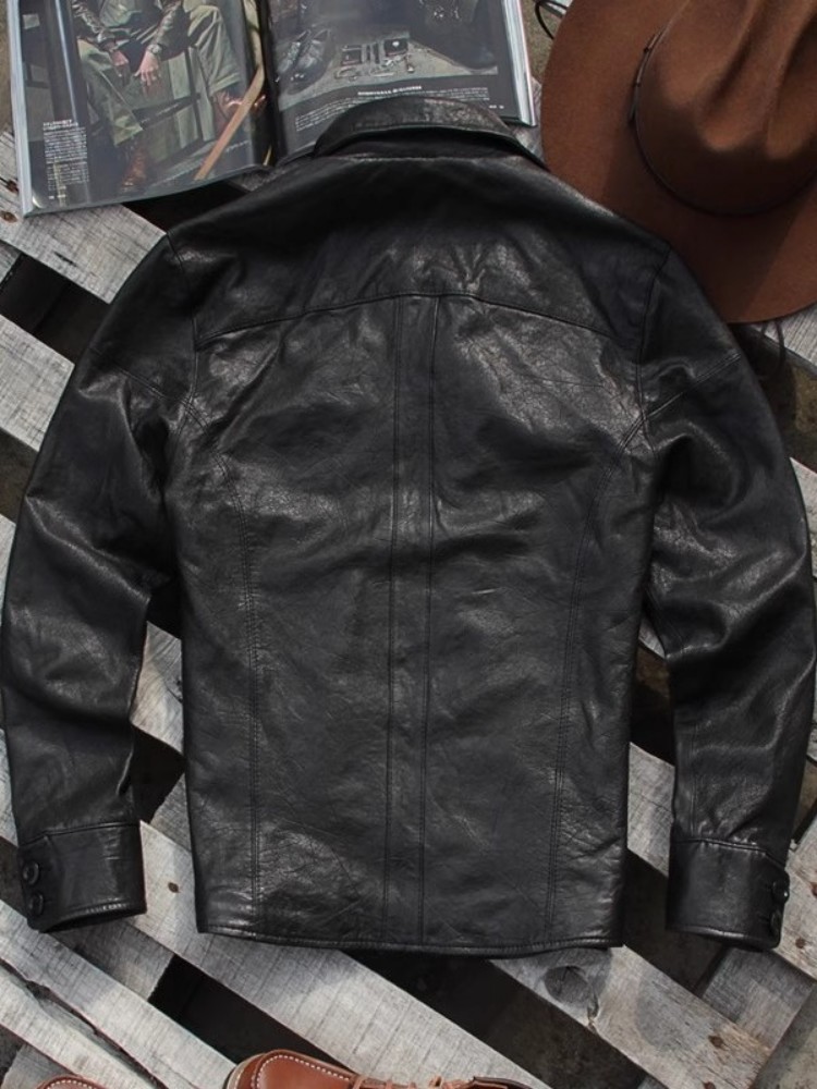 Punk Mens Genuine Leather Jack - Leather Work Jacket Mens recension och pris