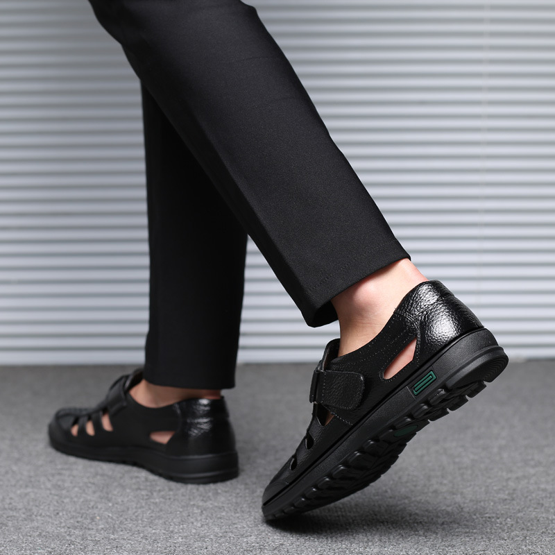 Men's Leather Sandals Hollow O - Leather Work Outfit recension och pris
