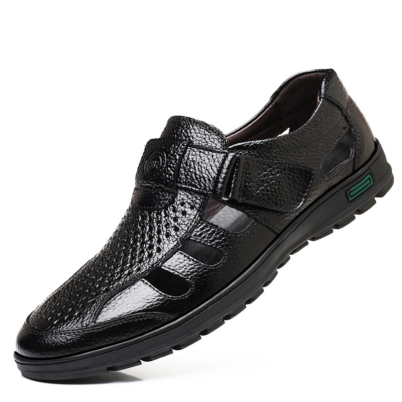 Men's Leather Sandals Hollow O - Leather Work Outfit recension och pris