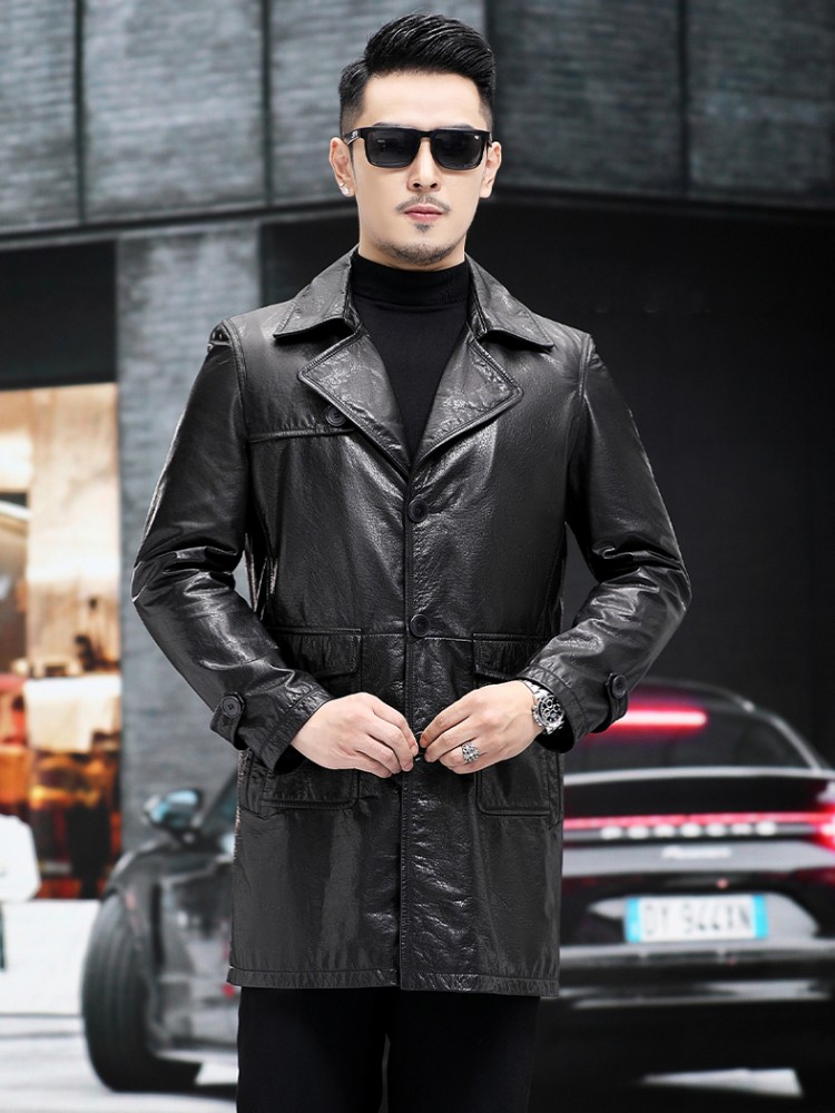 Luxury Men Business Work Slim  - Leather Work Jacket Mens recension och pris