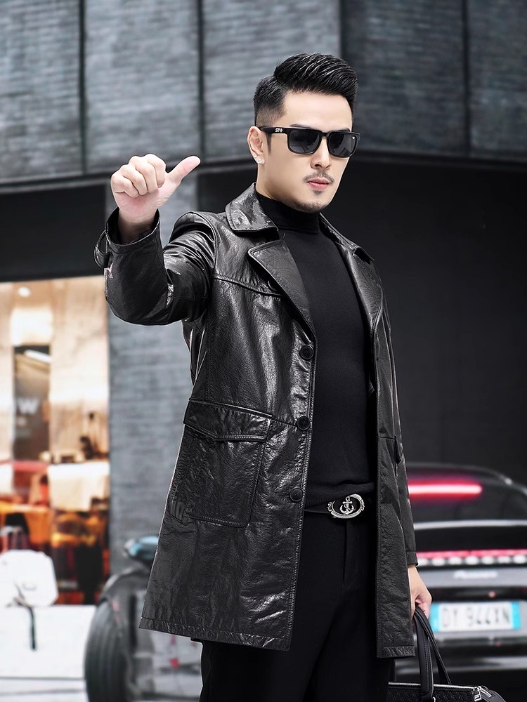 Luxury Men Business Work Slim  - Leather Work Jacket Mens recension och pris