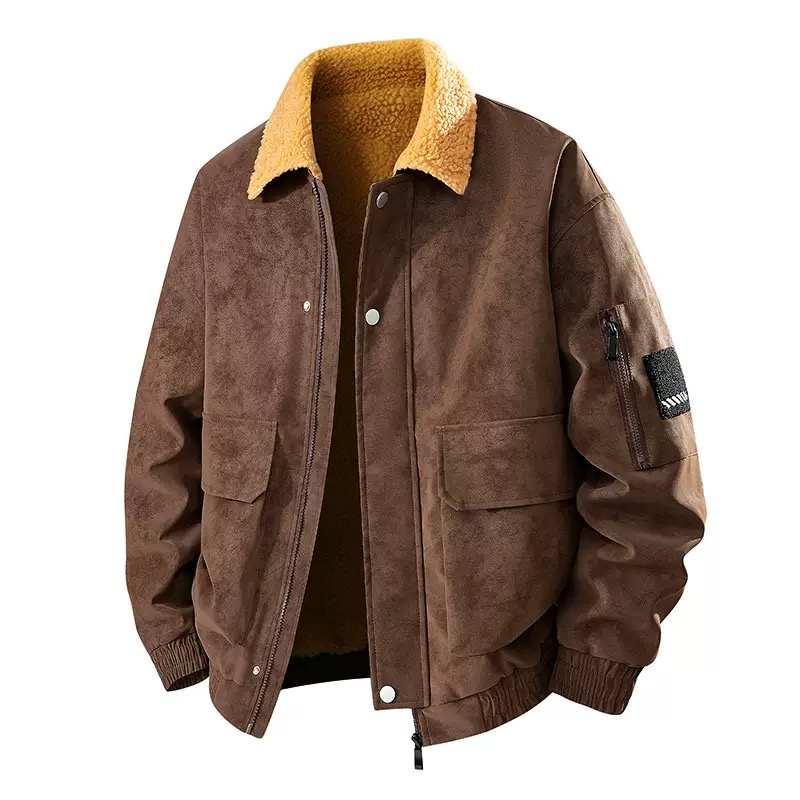 Men's Retro Thickened Warm PU  - Leather Work Jacket Mens recension och pris
