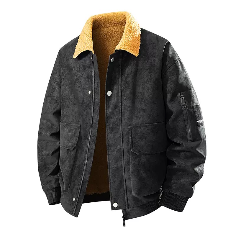 Men's Retro Thickened Warm PU  - Leather Work Jacket Mens recension och pris