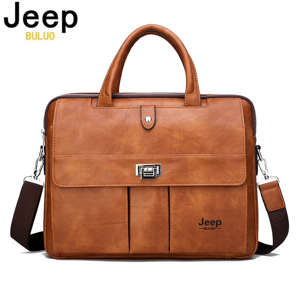Jeep Buluo Men's Leather Brief - Leather Work Handbag recension och pris