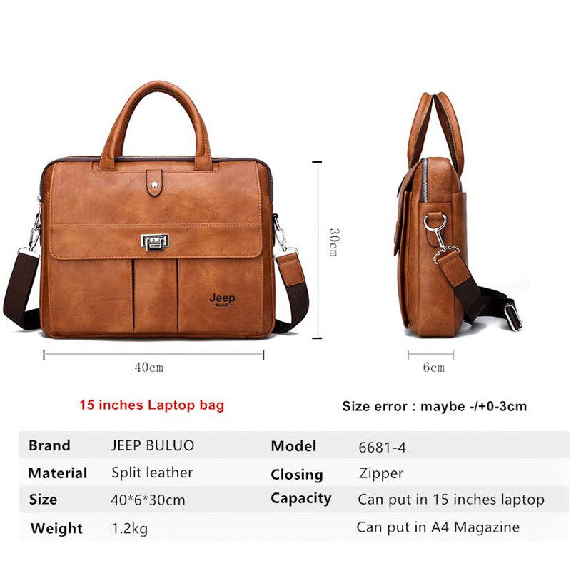 Jeep Buluo Men's Leather Brief - Leather Work Handbag recension och pris