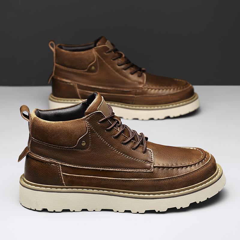 Men Brown Fleece Lined Warm Hi - Leather Work Boots recension och pris