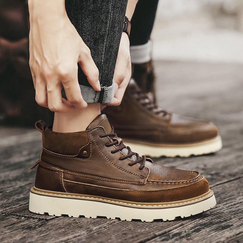 Men Brown Fleece Lined Warm Hi - Leather Work Boots recension och pris